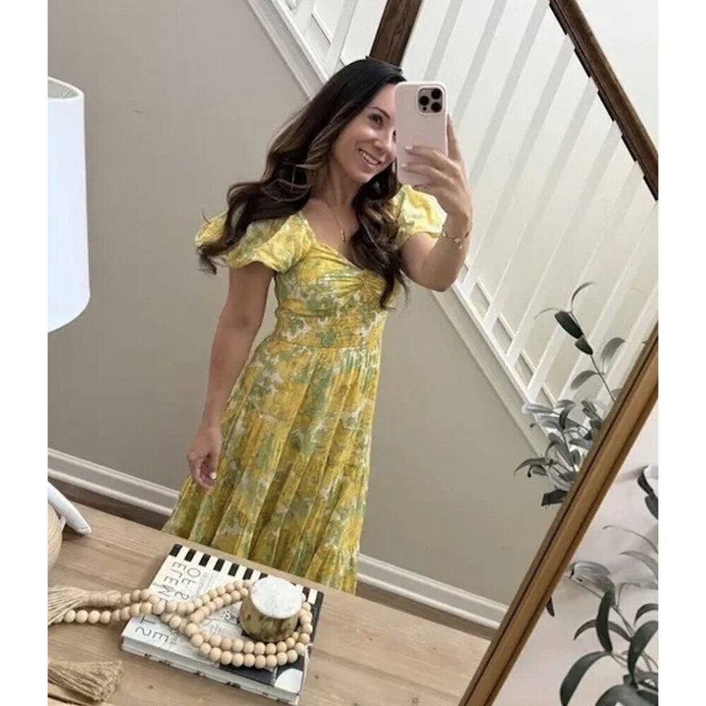 FREE PEOPLE Sundrenched Floral Tiered Maxi Sundress in Butter Combo Size Medium - Picture 3 of 9